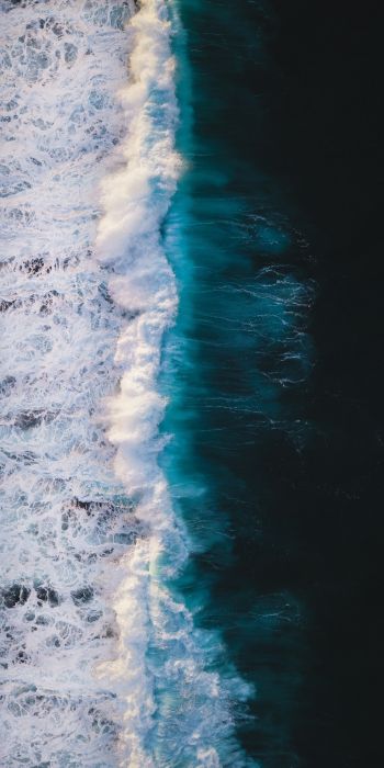 breeze, wave, ocean, water, shore, blue, sea Wallpaper 720x1440