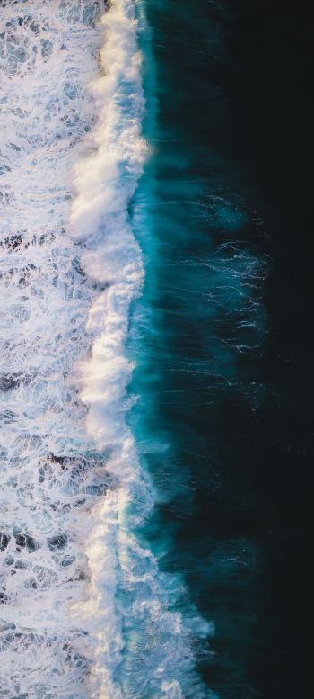 breeze, wave, ocean, water, shore, blue, sea Wallpaper 1080x2400