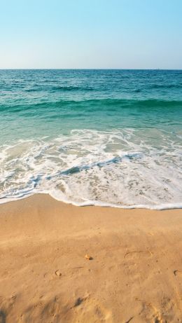 sea, wave, surf, sand, azure, sea foam Wallpaper 640x1136