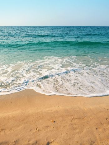 Обои 1668x2224 море, волна, прибой, песок, лазурь, морская пена