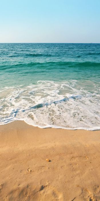 Обои 720x1440 море, волна, прибой, песок, лазурь, морская пена