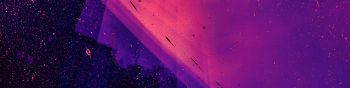 paint, splash, wall, abstraction, neon, pink, purple Wallpaper 1590x400