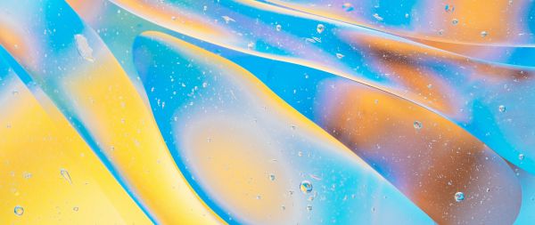 blobs. water, divorces, mood, yellow, blue Wallpaper 2560x1080