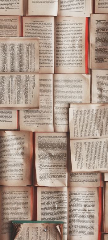 books, wall, page, text, book wall Wallpaper 1440x3200