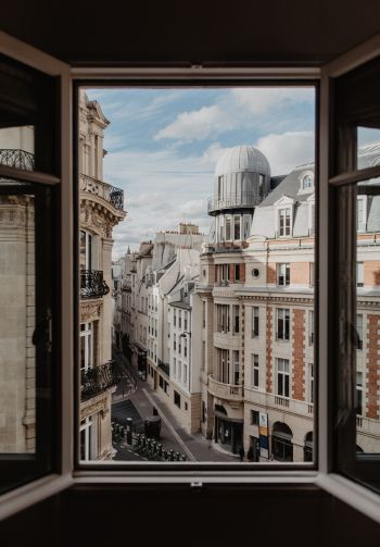 Обои 1640x2360 из окна, окно, воздух, улицы, Париж, уют