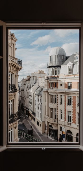 Обои 1440x2960 из окна, окно, воздух, улицы, Париж, уют