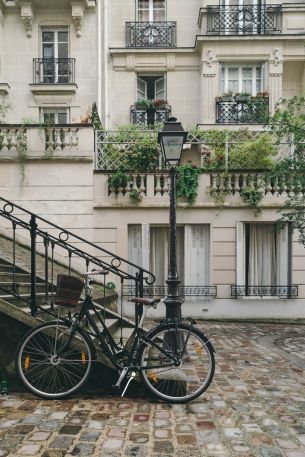 bicycle, cart, streets, ladder, walk, balconies Wallpaper 640x960