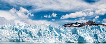 glaciers, ice, mountains, snow, water, landscape Wallpaper 3440x1440