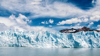 glaciers, ice, mountains, snow, water, landscape Wallpaper 1280x720