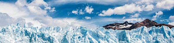 glaciers, ice, mountains, snow, water, landscape Wallpaper 1590x400