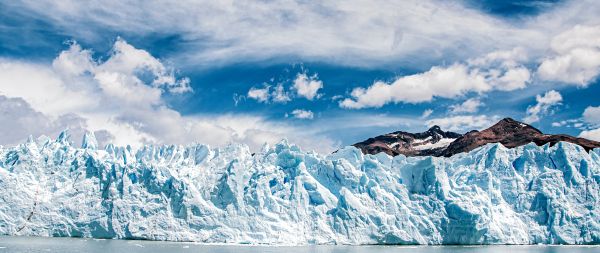 glaciers, ice, mountains, snow, water, landscape Wallpaper 2560x1080