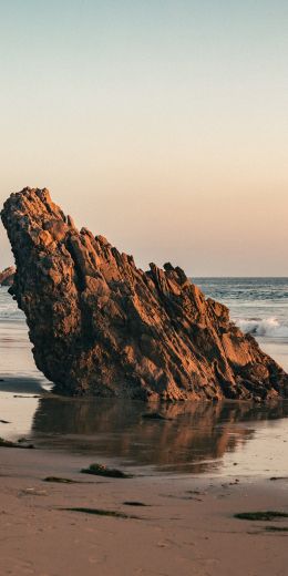 stone, scale, sand, wave, beach, lump Wallpaper 720x1440