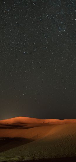 night, desert, sand, stars, starry sky, sky Wallpaper 1080x2280