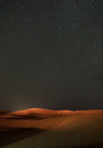 night, desert, sand, stars, starry sky, sky Wallpaper 1640x2360