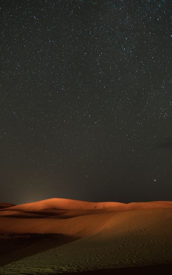 Обои 1752x2800 ночь, пустыня, песок, звезды, звездное небо, небо
