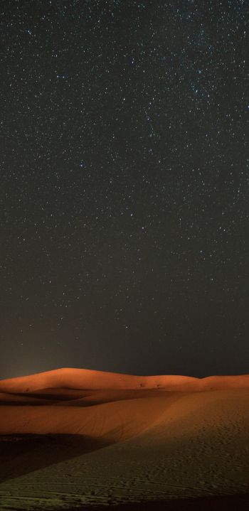 night, desert, sand, stars, starry sky, sky Wallpaper 1080x2220