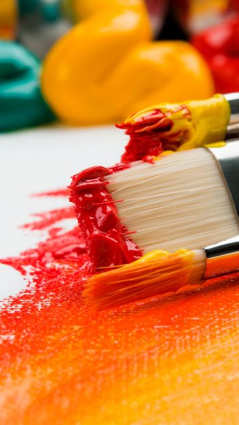 brush, paint, bright colors, canvas Wallpaper 640x1136