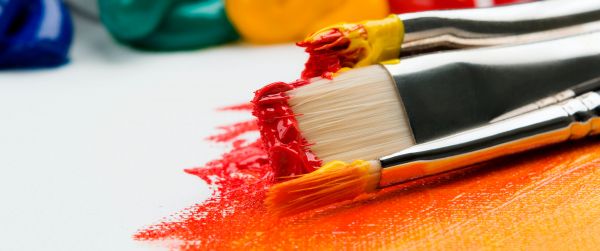 brush, paint, bright colors, canvas Wallpaper 3440x1440