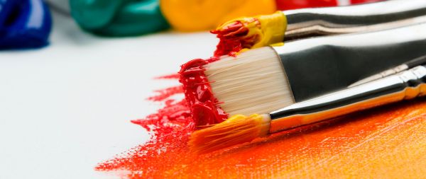 brush, paint, bright colors, canvas Wallpaper 2560x1080