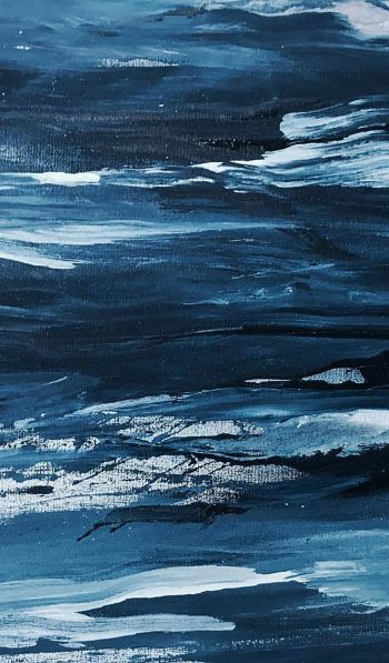 drawing, hobby, canvas, sea waves, talent Wallpaper 600x1024