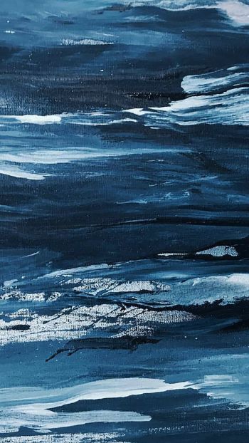 drawing, hobby, canvas, sea waves, talent Wallpaper 750x1334