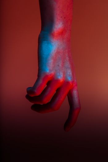 hand, brush, red, art Wallpaper 640x960