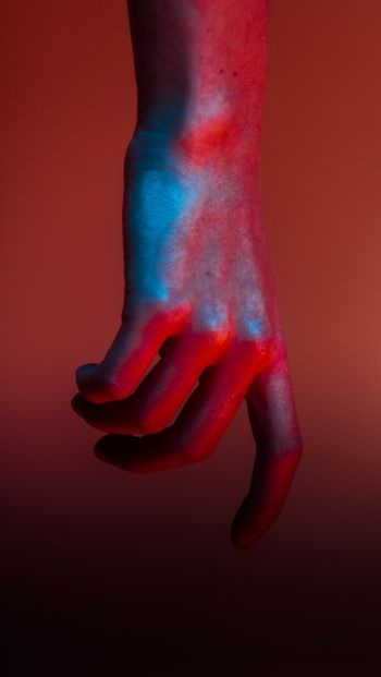 hand, brush, red, art Wallpaper 640x1136