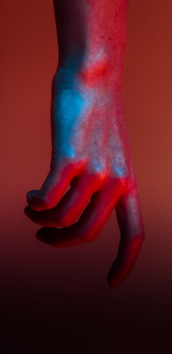 hand, brush, red, art Wallpaper 1440x2960