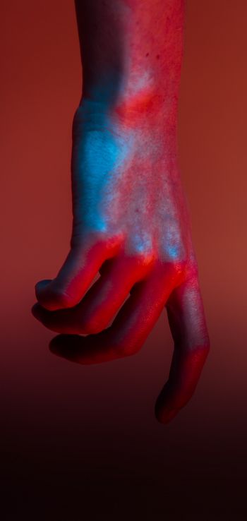 hand, brush, red, art Wallpaper 1440x3040