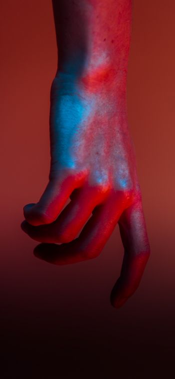 hand, brush, red, art Wallpaper 828x1792