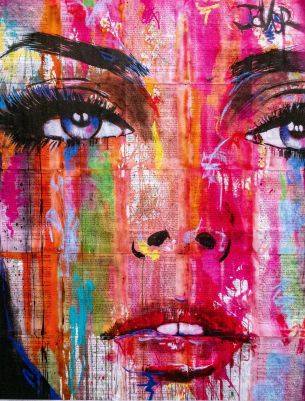 girl, figure, canvas, eyes Wallpaper 3040x4005