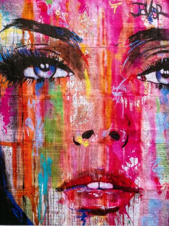 girl, figure, canvas, eyes Wallpaper 1620x2160