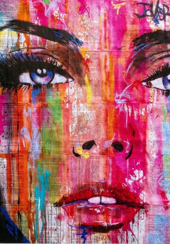girl, figure, canvas, eyes Wallpaper 1640x2360
