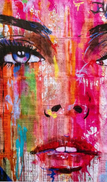 girl, figure, canvas, eyes Wallpaper 600x1024
