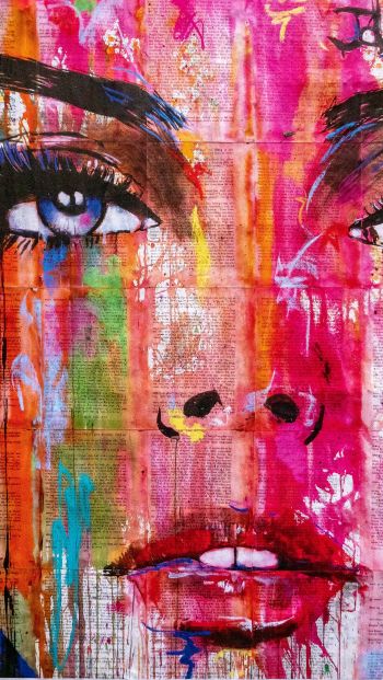 girl, figure, canvas, eyes Wallpaper 640x1136