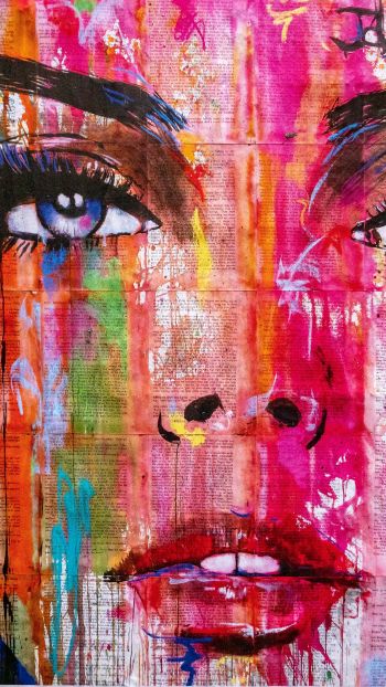 girl, figure, canvas, eyes Wallpaper 1440x2560