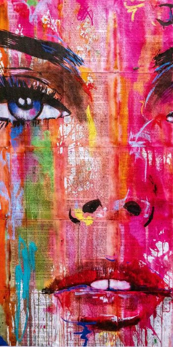 girl, figure, canvas, eyes Wallpaper 720x1440