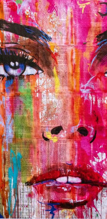 girl, figure, canvas, eyes Wallpaper 1080x2220
