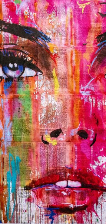 girl, figure, canvas, eyes Wallpaper 720x1520