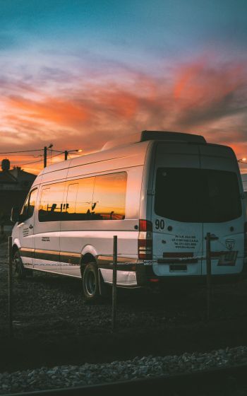 machine, sunset, parking, trip Wallpaper 800x1280