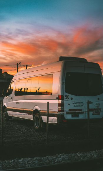 machine, sunset, parking, trip Wallpaper 1200x2000