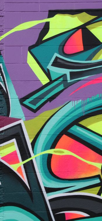 Обои 828x1792 граффити, Урбан, город, стены