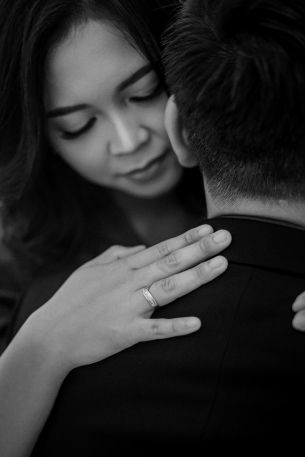 love, girl, guy, ring, black and white photo, romance Wallpaper 4000x6000