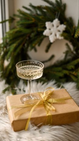 glass, sparkling, gift, packing, New Year Wallpaper 1440x2560