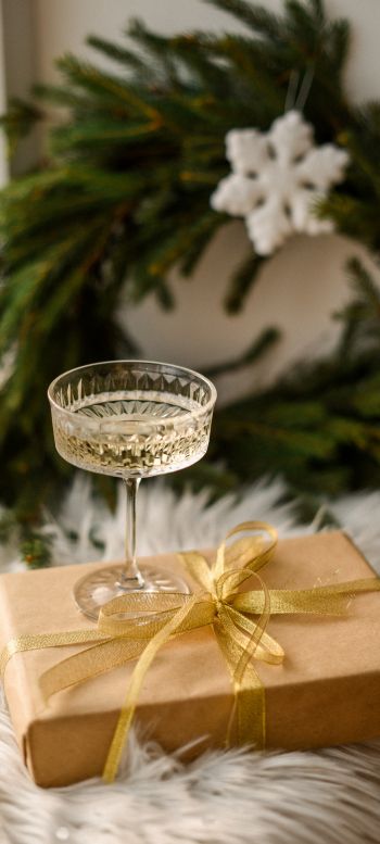 glass, sparkling, gift, packing, New Year Wallpaper 720x1600