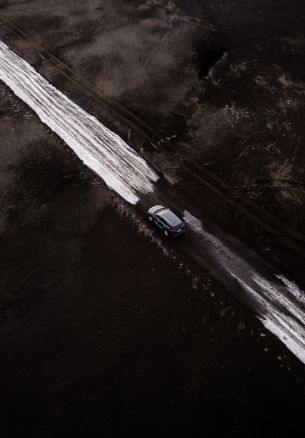 road, machine, snow, top view Wallpaper 1640x2360