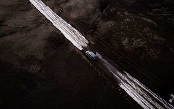 road, machine, snow, top view Wallpaper 1920x1200