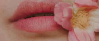 lips, flower, girl Wallpaper 2560x1080