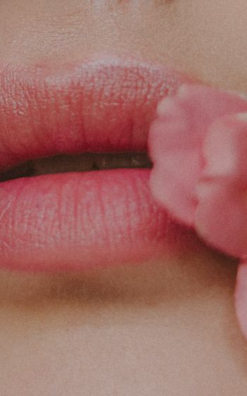 lips, flower, girl Wallpaper 1200x1920