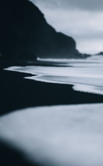 black sand, sand, sea, water, surf Wallpaper 800x1280